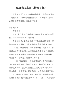 整合表态发言（精编5篇）