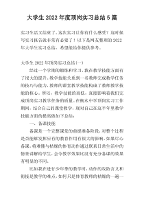 大学生2022年度顶岗实习总结5篇