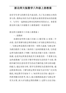 新北师大版数学八年级上册教案