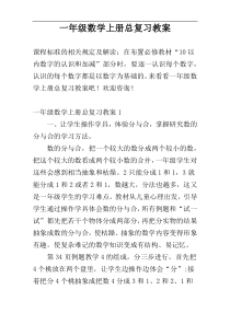 一年级数学上册总复习教案