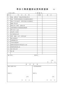 P2单位工程质量保证资料核查表