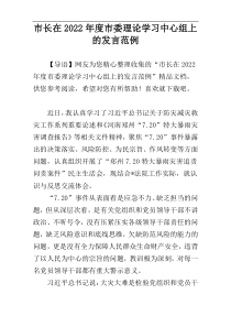 市长在2022年度市委理论学习中心组上的发言范例