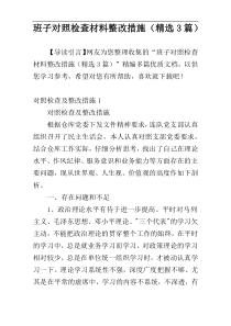 班子对照检查材料整改措施（精选3篇）