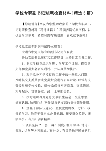 学校专职副书记对照检查材料（精选5篇）