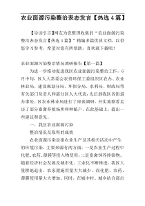 农业面源污染整治表态发言【热选4篇】