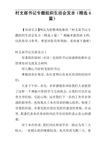 村支部书记专题组织生活会发言（精选4篇）