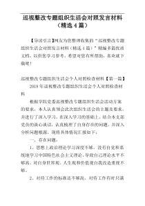 巡视整改专题组织生活会对照发言材料（精选4篇）