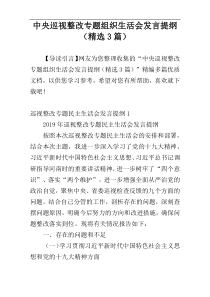 中央巡视整改专题组织生活会发言提纲（精选3篇）