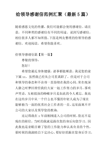 给领导感谢信范例汇聚（最新5篇）