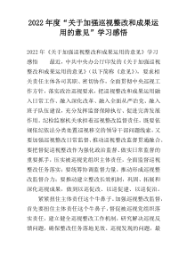 2022年度“关于加强巡视整改和成果运用的意见”学习感悟