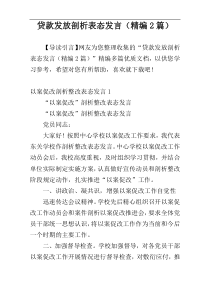 贷款发放剖析表态发言（精编2篇）