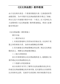 《反比例函数》教师教案