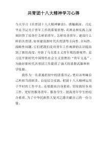 共青团十八大精神学习心得