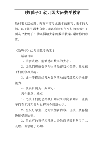 《数鸭子》幼儿园大班数学教案