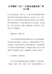 公司集团“为了一江清水浩荡东流”学习心得