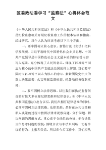 区委政法委学习“监察法”心得体会范文