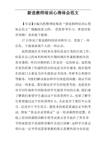 新进教师培训心得体会范文