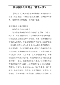 新华保险公司简介（精选4篇）