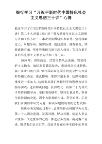 银行学习“习近平新时代中国特色社会主义思想三十讲”心得