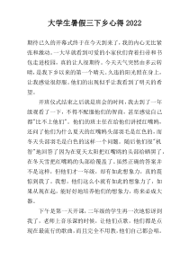 大学生暑假三下乡心得2022