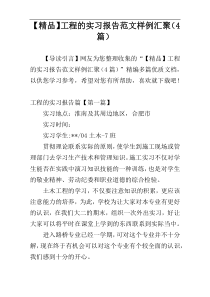 【精品】工程的实习报告范文样例汇聚（4篇）