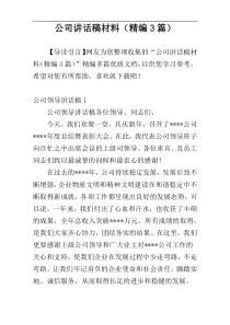 公司讲话稿材料（精编3篇）