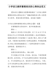 小学语文教师暑期培训的心得体会范文