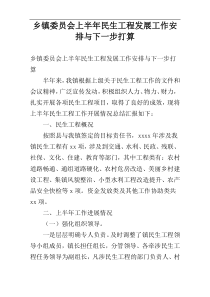 乡镇委员会上半年民生工程发展工作安排与下一步打算