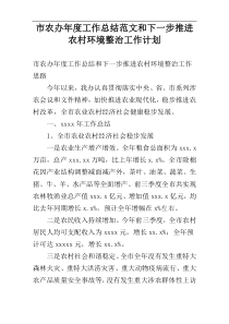 市农办年度工作总结范文和下一步推进农村环境整治工作计划