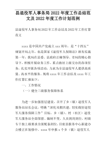 县退役军人事务局2022年度工作总结范文及2022年度工作计划范例_1