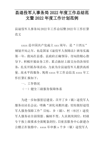 县退役军人事务局2022年度工作总结范文暨2022年度工作计划范例