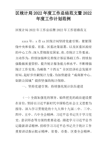 区统计局2022年度工作总结范文暨2022年度工作计划范例