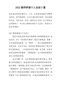 2022教师研修个人总结5篇