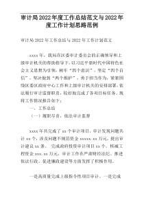 审计局2022年度工作总结范文与2022年度工作计划思路范例