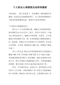 个人职业心得感想总结样例最新