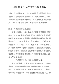 2022职员个人在岗工作阶段总结