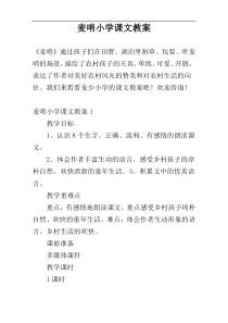 麦哨小学课文教案