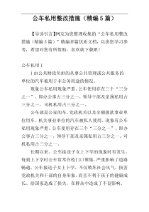 公车私用整改措施（精编5篇）