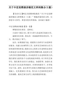 关于中层竞聘演讲稿范文样例集合（5篇）