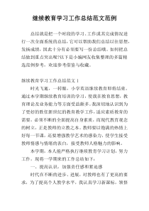 继续教育学习工作总结范文范例