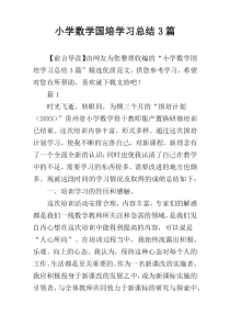 小学数学国培学习总结3篇