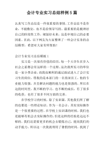 会计专业实习总结样例5篇