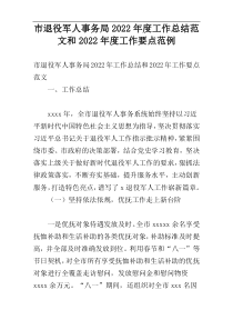 市退役军人事务局2022年度工作总结范文和2022年度工作要点范例