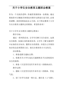 关于小学生安全教育主题班会教案