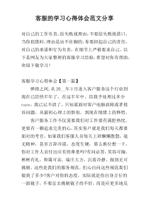 客服的学习心得体会范文参考