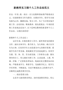 新教师见习期个人工作总结范文