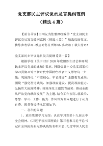 党支部民主评议党员发言提纲范例（精选4篇）