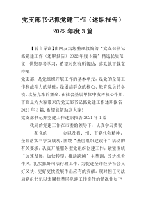 党支部书记抓党建工作（述职报告）2022年度3篇