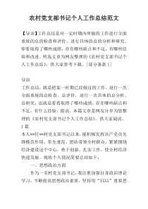 农村党支部书记个人工作总结范文