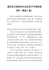 基层党支部组织生活会班子对照检查材料（精选5篇）